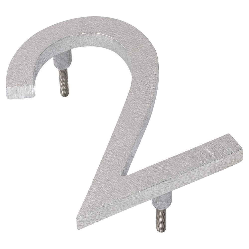 8 in. Brushed Aluminum Floating or Flat Modern House Number 2 price history on PriceWatchPro