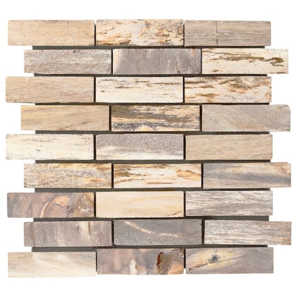 Ivy Hill Tile Dixiewood Brick Brown 4 in. x 0.35 in. Marble Floor and Wall Mosaic Tile Sample