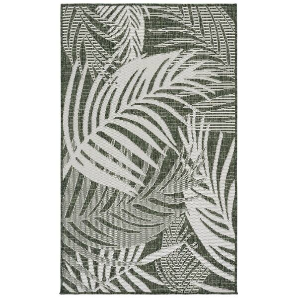 Beach House 3 ft. x 5 ft. Green/Ivory Leaf BHS294Y Area Rug