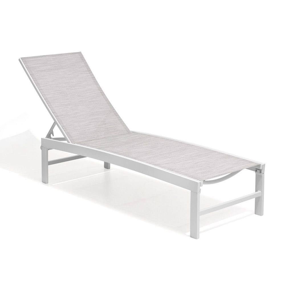 White Gray Aluminum Adjustable Outdoor Chaise Lounge