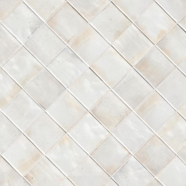 Traditional Whetherwere MORLEY アイボリー MSI Perry Antique White Glossy Ceramic Square Tile 4 in. x 4