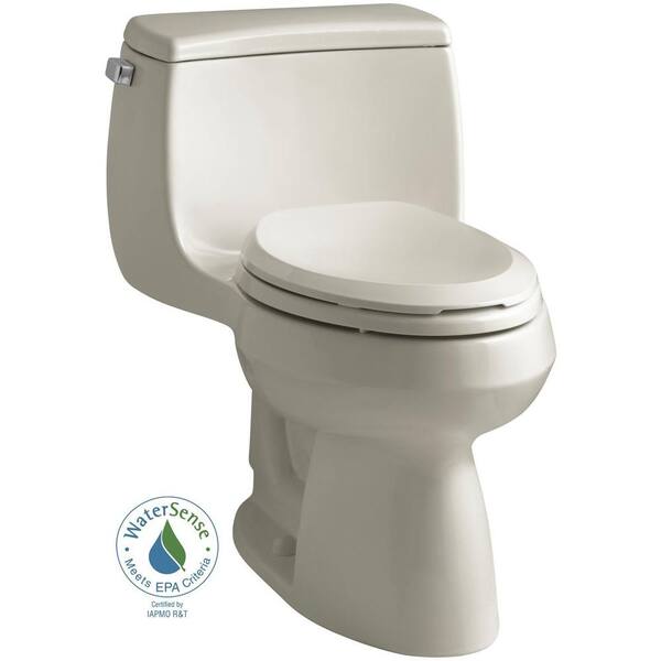 KOHLER Gabrielle Comfort Height 1-Piece 1.28 GPF Single Flush Elongated Toilet with AquaPiston Flushing Technology in Sandbar