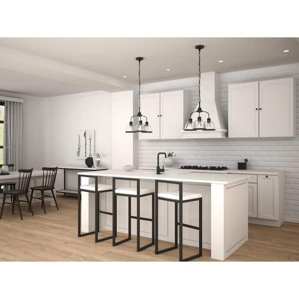 Pelzer 3-Light Matte Black Chandelier with Clear Glass Shades
