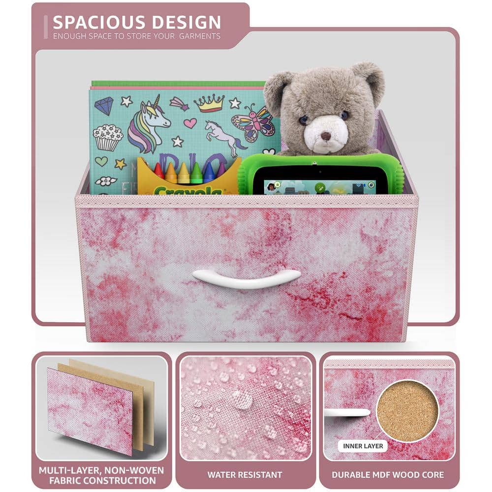 Pink Tie-Dye 1-Drawer Nightstand with Shelf