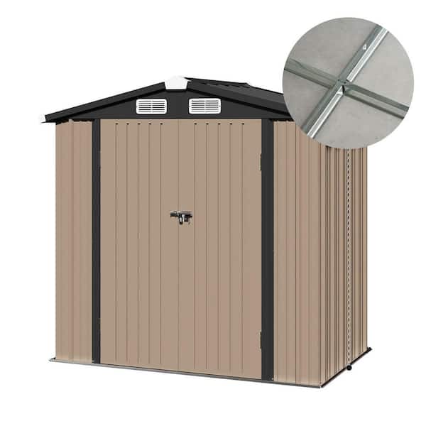 Sizzim Brown 6 ft. W x 4 ft. D Outdoor Metal Storage Shed with