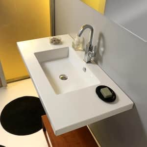 Mars Wall Mounted Ceramic Bathroom Sink in White