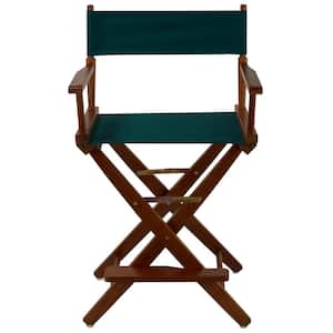 24 in. Extra-Wide Mission Oak Wood Frame/Hunter Green Canvas Seat Folding Directors Chair