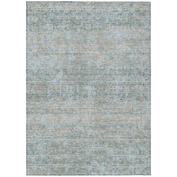 Chantille Machine Washable Indoor/Outdoor Abstract ACN2931 Teal 10 ft. x 14 ft. Area Rug