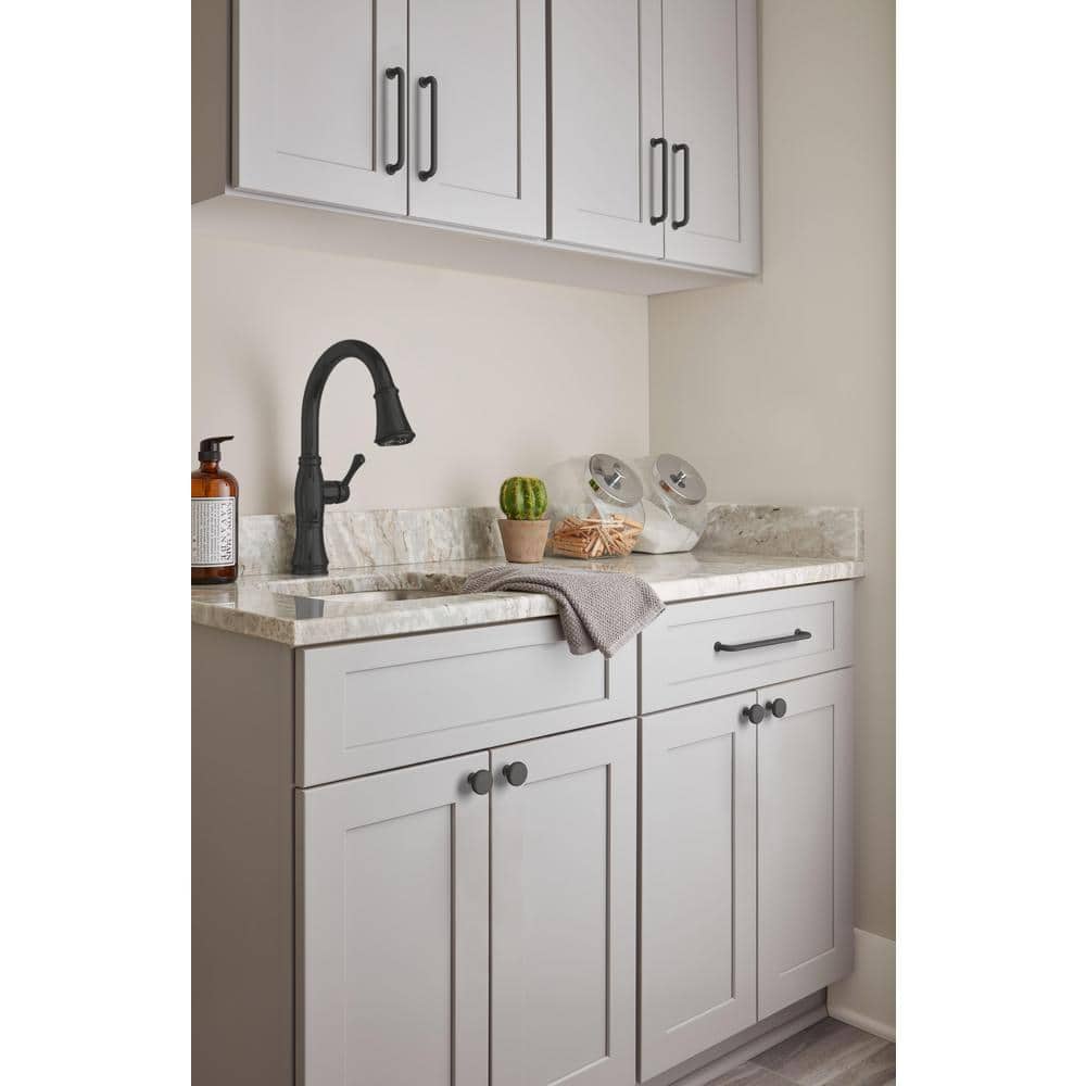 Matte Black Round Modern Cabinet Knob with Mounting Hardware