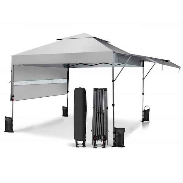 FORCLOVER 10 ft. x 17.6 ft. Outdoor Instant Pop-up Canopy Tent with Dual Half Awnings in White