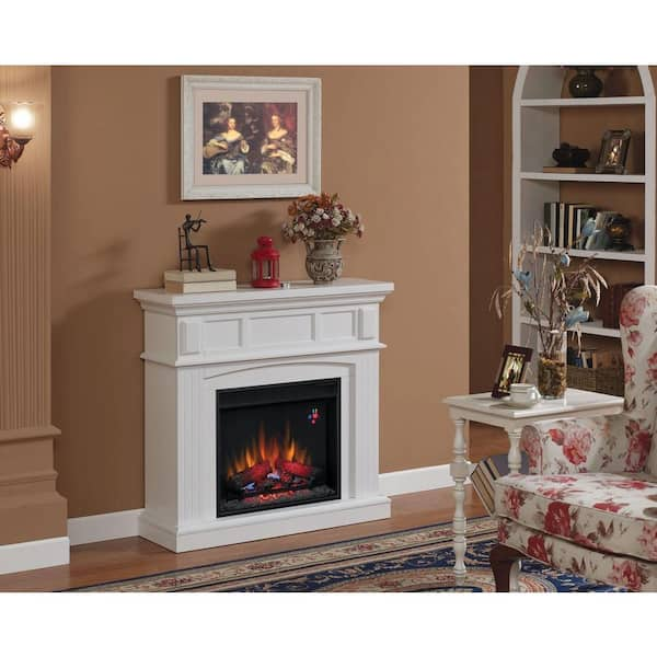 Hampton Bay 41 in. Electric Fireplace in White-DISCONTINUED