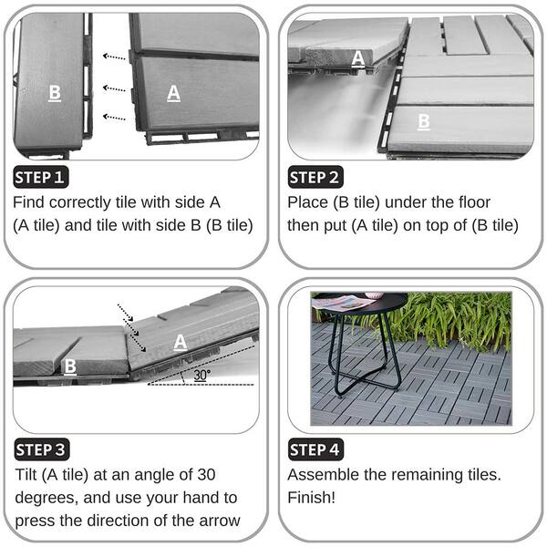 BTMWAY 1 ft. x 1 ft. Square Interlocking Acacia Wood Quick Patio Deck Tile  Outdoor Checker Pattern Flooring Tile (10 Per Box) CXXBN-GI33346W685-Tile01  - The Home Depot