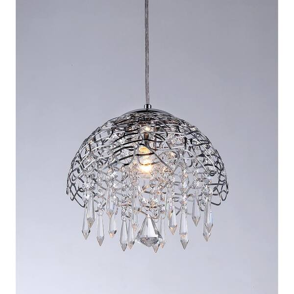 Warehouse of Tiffany Hailey 11 in. 1 -Light Indoor Chrome Finish Chandelier with Light Kit