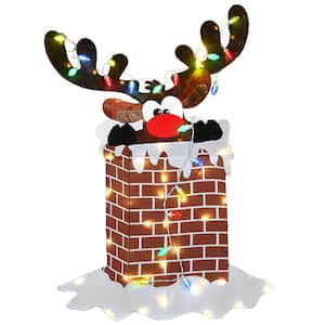 47 in. Pre-Lit Reindeer Stuck in Chimney Decoration
