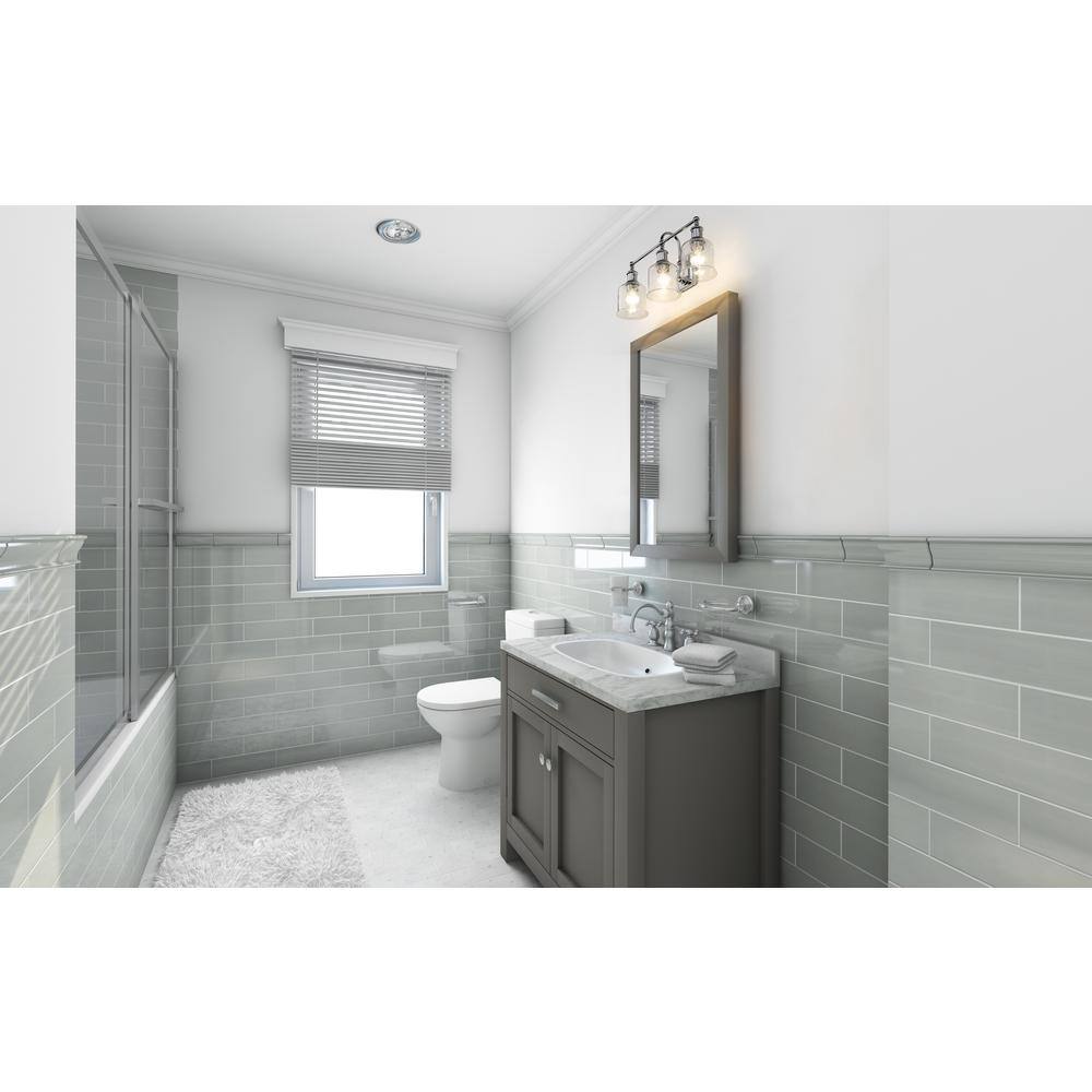 Bryant Chrome 3-Light Vanity with Clear Seedy Glass Shades