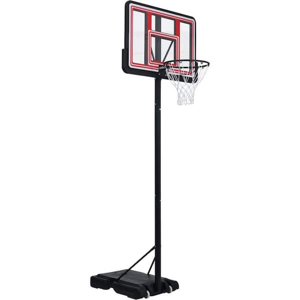 Kahomvis 4.8 ft. to 10 ft. Indoor and Outdoor Adjustable Portable Basketball Hoop Basketball System with LED Lights and Wheels