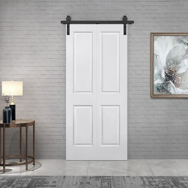 CALHOME 30-in x 80-in White Primed MDF Single Barn Door | PK-2PANEL-CB-30