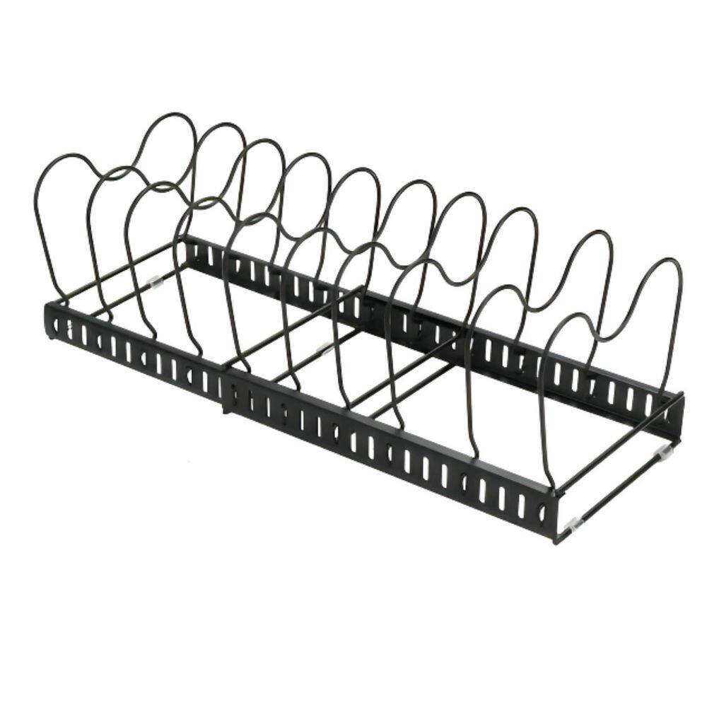 Extendable Pot and Pan Organizer Rack 11.8''-22.8'' with 12 Adjustable Dividers for Kitchen Cabinet Storage Solutions