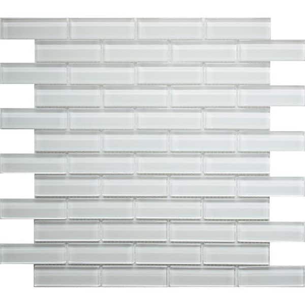 Apollo Tile Ice White 4 in. x 5 in. Polished Glass Mosaic Tile Sample (0.13 sq. ft./Piece)
