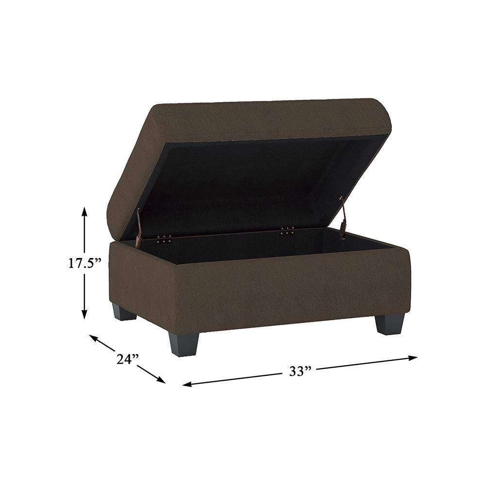 Chocolate Brown Tufted Microfiber Storage Ottoman