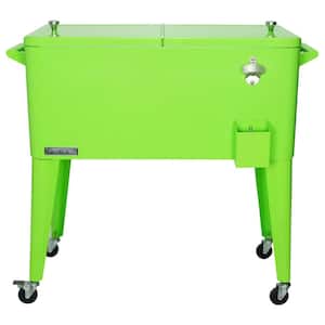 80 qt. Lime Green Classic Outdoor Rolling Patio Cooler with Wheels and Handles