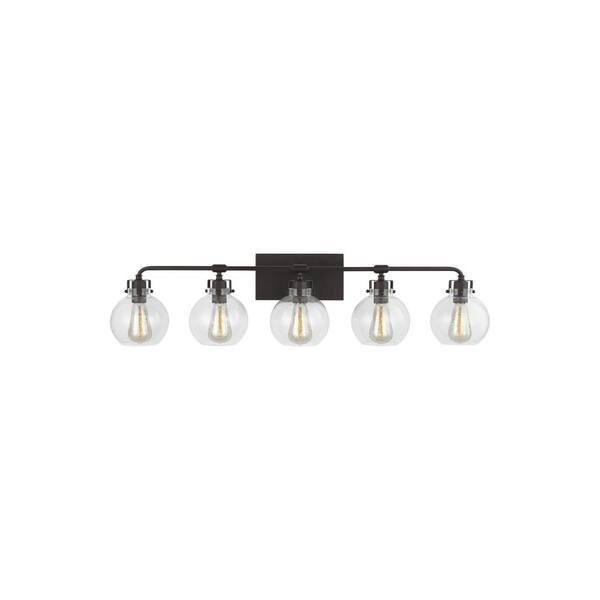 Feiss Clara 40 In 5 Light Oil Rubbed, Oil Rubbed Bronze Vanity Light Seeded Glass