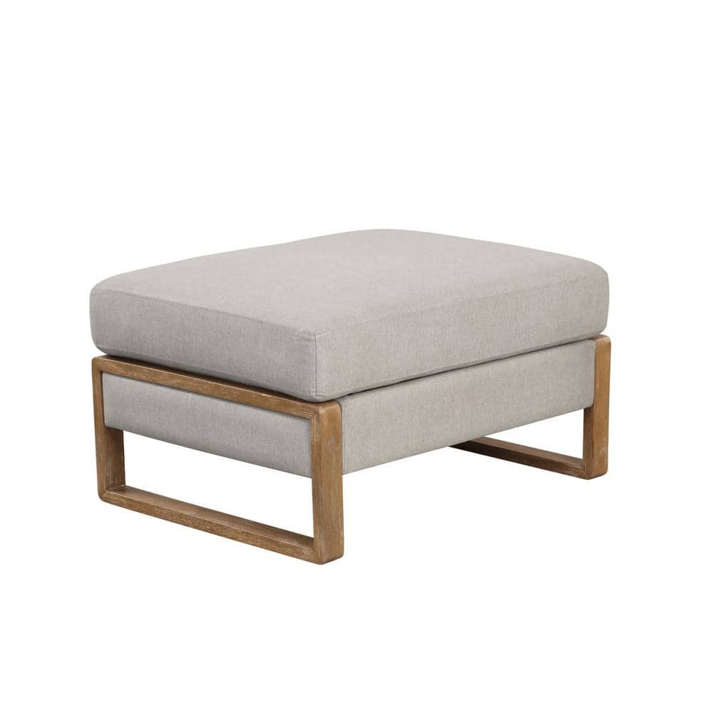Madison Light Brown Linen Upholstered Ottoman with Storage