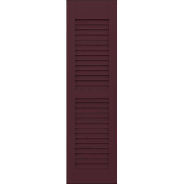 Ekena Millwork 18 in. W x 70 in. H Americraft 2 Equal Louver Exterior Real Wood Shutters Per Pair in Wine Red