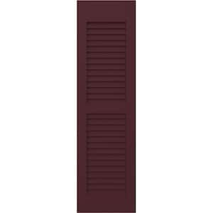 Americraft 18 in. W x 75 in. H 2-Equal Louver Exterior Real Wood Shutters Pair in Wine Red