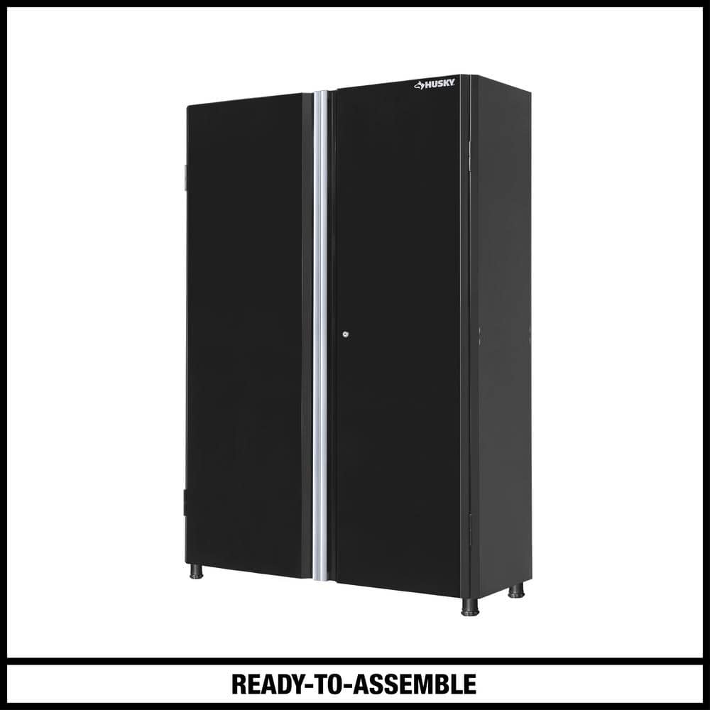 Husky Ready-to-Assemble 24-Gauge Steel Freestanding Garage Cabinet in Black (48 in. W x 72 in. H x 18.3 in. D) G4802T-US