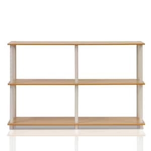 29.5 in. Beech/White Plastic 3-shelf Etagere Bookcase with Open Back