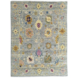 Gray Hand Knotted Wool Oriental Modern Rug, 9' X 12', Area Rug