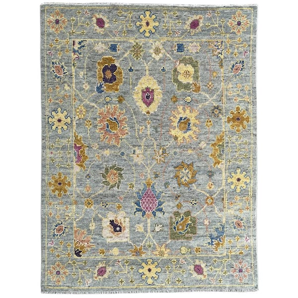 Gray Hand Knotted Wool Oriental Modern Rug, 9' X 12', Area Rug