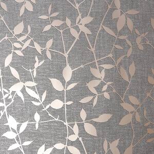 Burlap Leaf Trail Cocoa and Rose Gold Removable Wallpaper