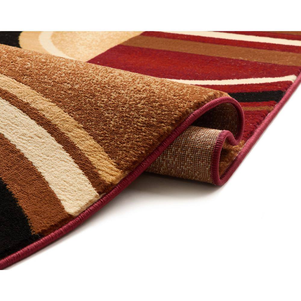 Red and Beige Geometric Synthetic Area Rug 3'11" x 5'3"