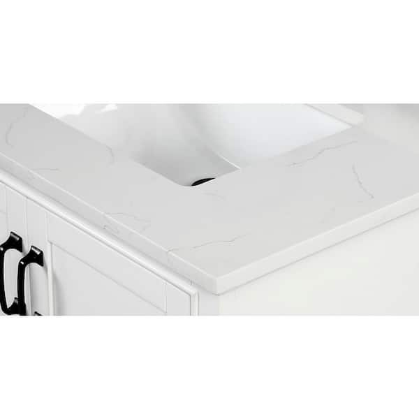 Transolid 43.5 in. W x 22.25 in. D Quartz Vanity Top in Natural White with  Single Hole VT43.5x22-1KU-4W-A-W-1 - The Home Depot