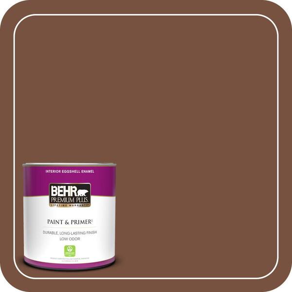 BEHR PREMIUM PLUS 1 qt. #240F-7 Root Beer Eggshell Enamel Low Odor Interior Paint & Primer