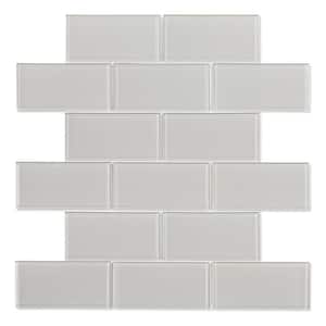 Shiraz Light Gray 11.73 in. x 11.73 in. x 5mm Glass Peel and Stick Wall Mosaic Tile (5.74 sq. ft./Case)