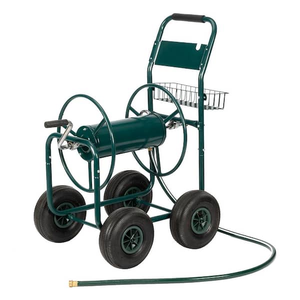 LIVEBEST 130 Ft Garden Water Hose Reel Aluminum Pipe Cart Portable