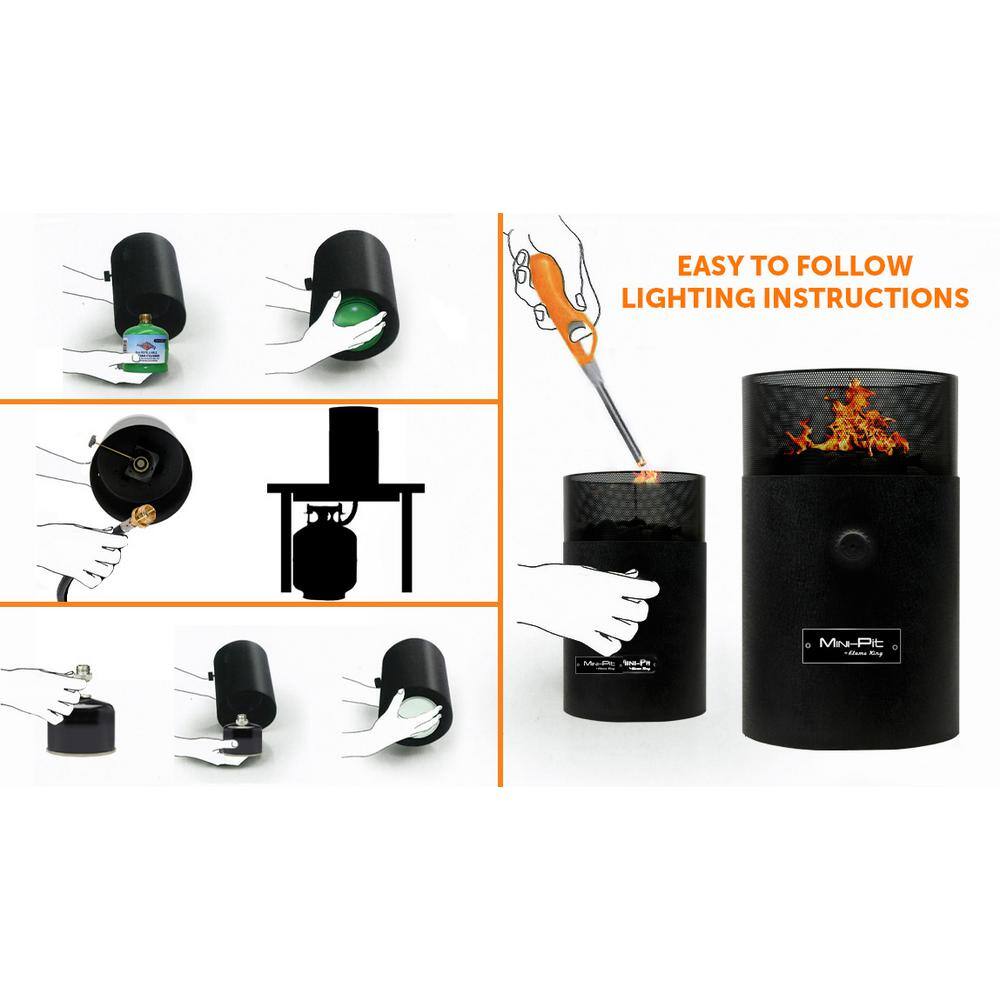Flame King Black Mini Tabletop Propane Fire Pit