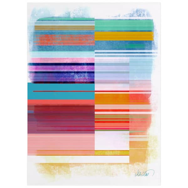 Empire Art Direct Multi-Colored 8 ft. x 10 ft. Ephemeral Linear Washable Lines Art Area Rug