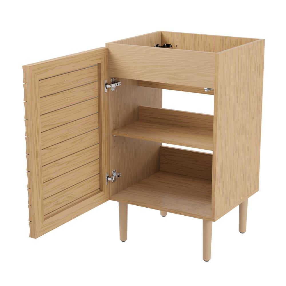 Oak 20" Modern Linear Slat Bath Vanity Cabinet