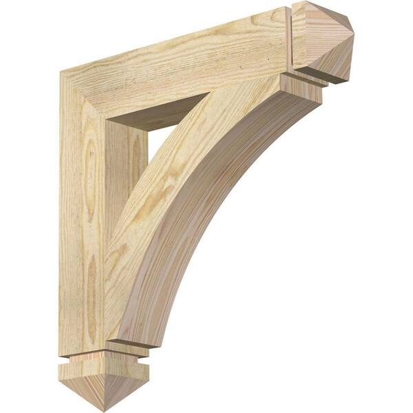 Ekena Millwork 4 in. x 22 in. x 22 in. Douglas Fir Thorton Arts and Crafts Rough Sawn Bracket