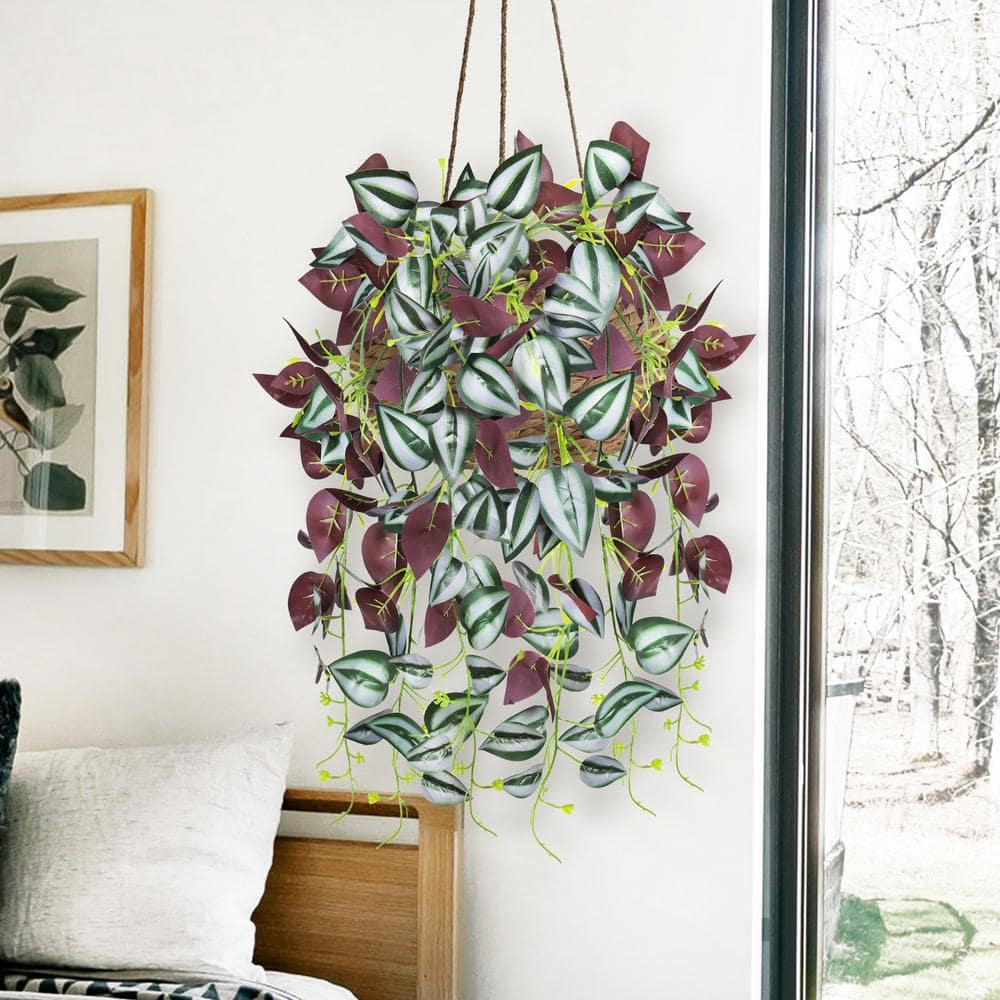 LIVING LUXURY 27 in. Purple Artificial Tradescantia Spiderwort