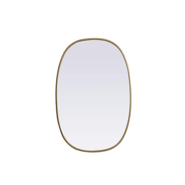 Unbranded Simply Living 20 in. W x 30 in. H Oval Metal Framed Brass Mirror