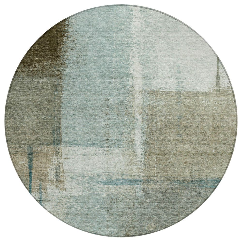 Chantille Machine Washable Indoor/Outdoor Abstract ACN2002 Seafoam 8 ft. x 8 ft. Round Rug price history on PriceWatchPro