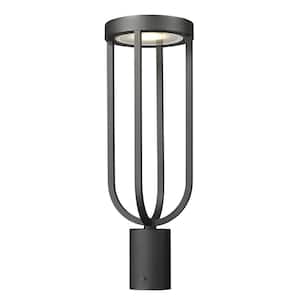 Leland 21 in. 1-Light Sand Black Aluminum Hardwired Outdoor Marine Grade Post Light with Integrated LED