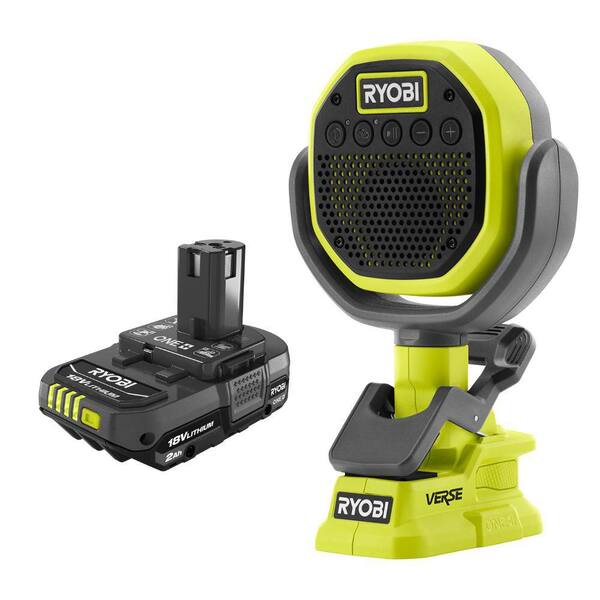 RYOBI ONE+ 18V Cordless VERSE Clamp Speaker with 2.0 Ah Battery