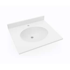 Ellipse 25 in. W x 22 in. D Solid Surface Vanity Top with Sink in White