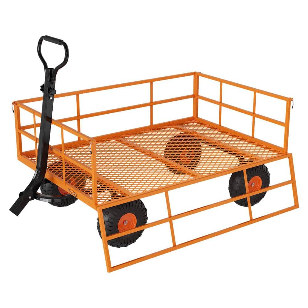 1200 lbs 3-in-1 Orange Heavy Duty Steel Garden Cart with Removable Mesh Sides,180°Rotating Handle price history on PriceWatchPro